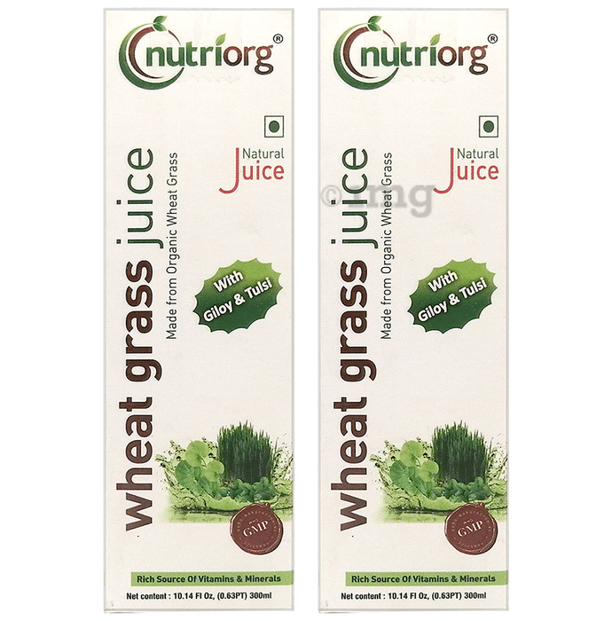 Nutriorg Wheat Grass with Giloy & Tulsi Juice (300ml Each)