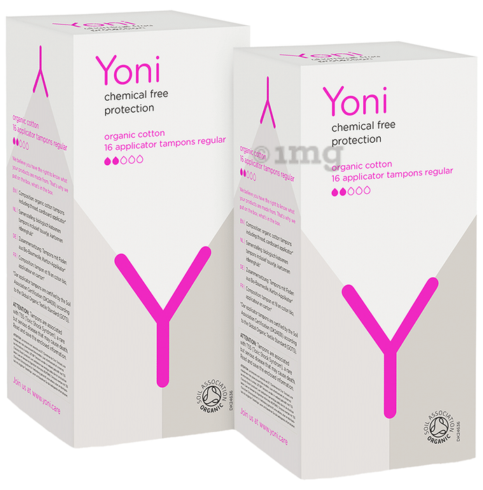 Yoni Organic Cotton Applicator Tampon Regular(16 Each)