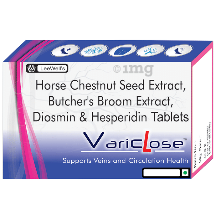 Variclose Poor Blood Flow, Micro Circulation Aid for Varicose Veins & Piles - Aescin, Diosmin & Hesperidin Tablet