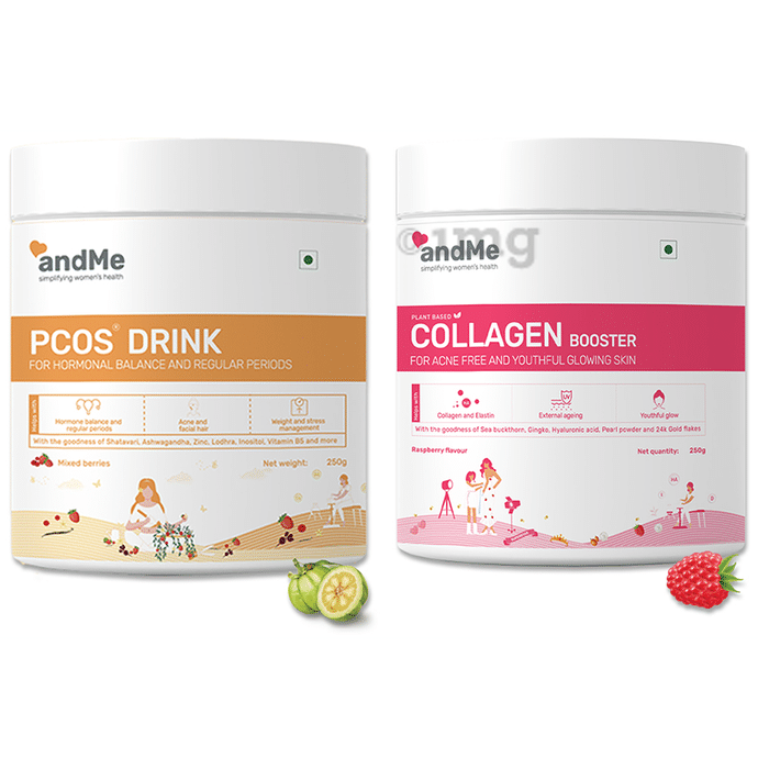 Andme Combo Pack of PCOS Drink & Plant Based Collagen Booster (250gm Each)