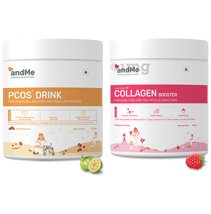 Andme Combo Pack of PCOS Drink & Plant Based Collagen Booster (250gm Each)