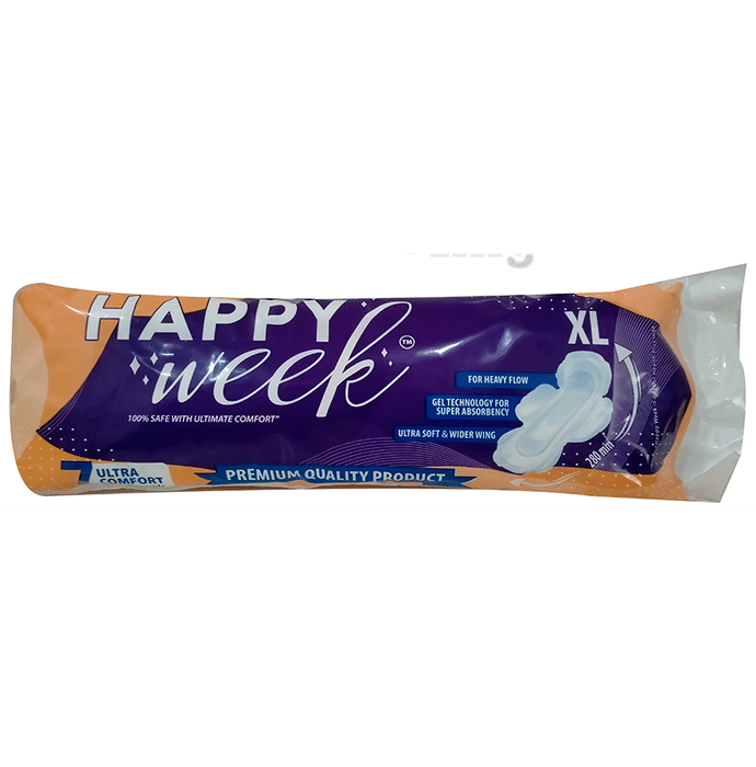 Happy Week Ultra Comfort Sanitary Pads XL Ultra Soft & Wider Wing