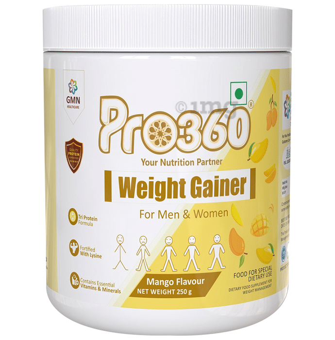 Pro360 Weight Gainer Protein with Lysine, Vitamins & Minerals | Flavour Powder Mango