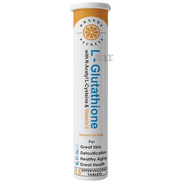 Orange Packets L-Glutathione with NAC & Vitamin C for Detoxification & Skin | Flavour Orange Effervescent Tablet