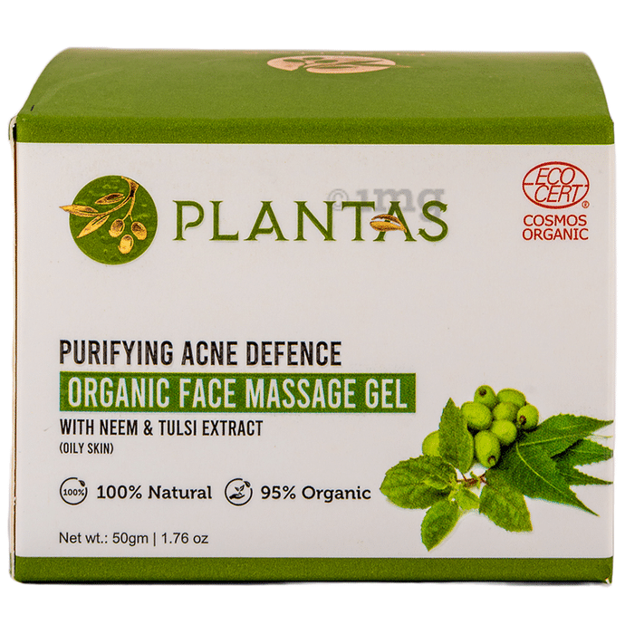 Plantas Purifying Acne Defence Organic Face Massage Gel with Neem & Tulsi Extract