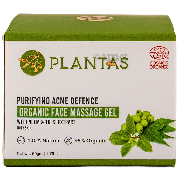 Plantas Purifying Acne Defence Organic Face Massage Gel with Neem & Tulsi Extract