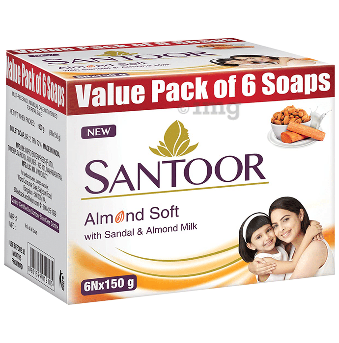 Santoor Almond Soft Soap (150gm Each)