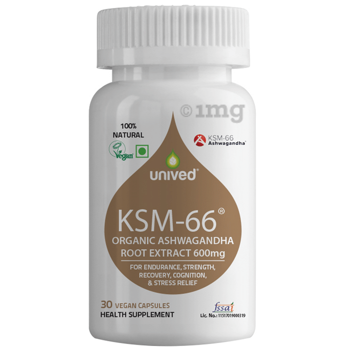 Unived KSM 66 Organic Ashwagandha Root Extract 600mg Vegan Capsule