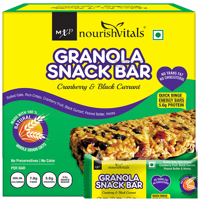 NourishVitals Granola Snack Bar with Cranberry & Black Currant