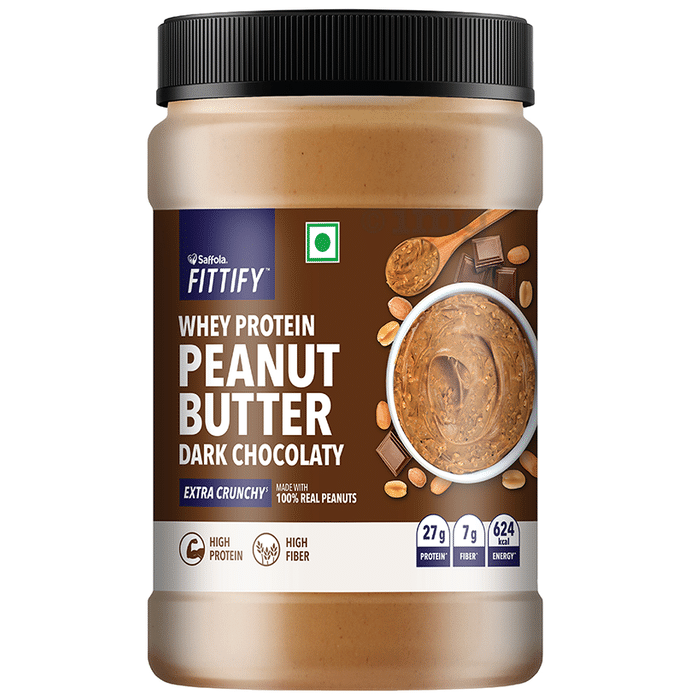 Saffola Fittify Whey Protein Peanut Butter Dark Chocolaty Extra Crunchy