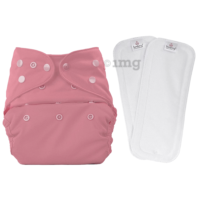 Bumberry Adjustable Reusable Cloth Diaper Cover with 2 Wet Free Insert For Babies Mauve