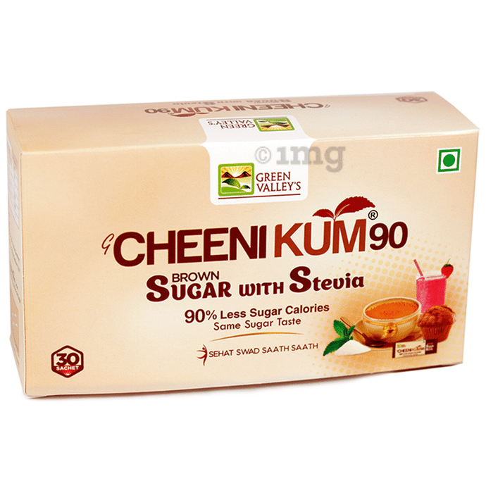 GreenValley's Cheeni Kum 90 Brown Sugar with Stevia Sachet (1gm Each)
