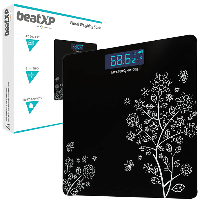 beatXP Digital Weighing Scale with LCD Display Black Floral 304670000000
