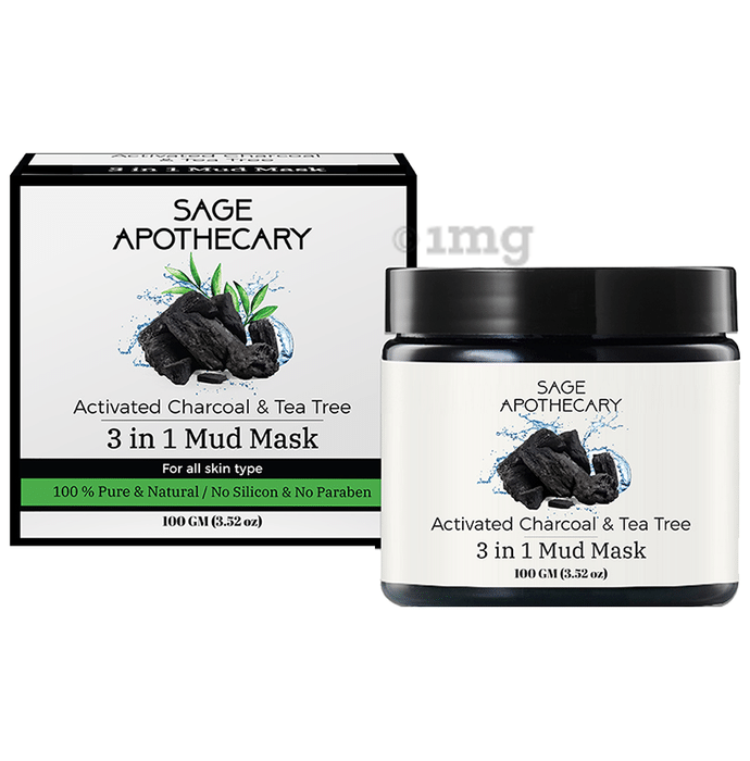 Sage Apothecary Activated Charcoal & Tea Tree 3 In 1 Mud Mask