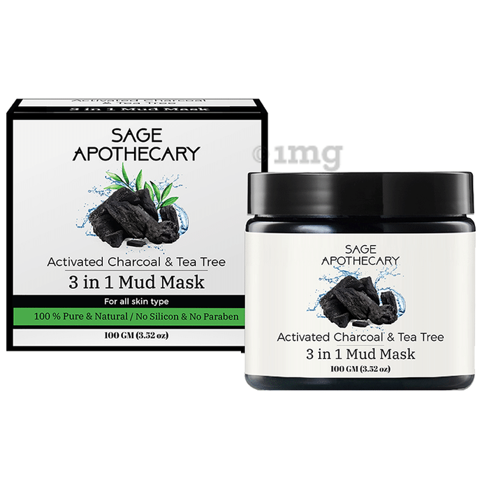 Sage Apothecary Activated Charcoal & Tea Tree 3 In 1 Mud Mask