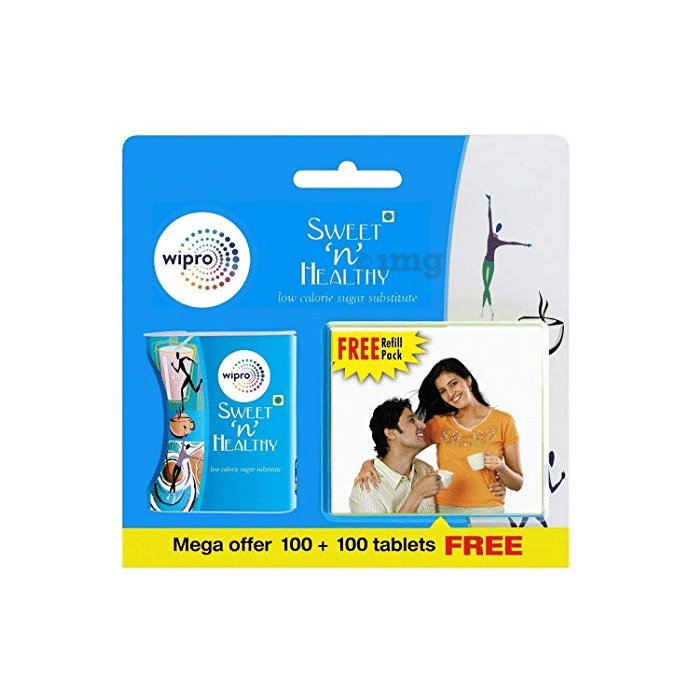 Wipro Sweet n Healthy Aspartame 100 Tablets with Free 100 Tablets Refill Pack