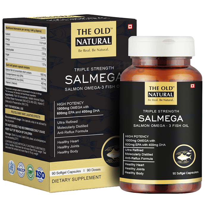 The Old Natural Salmega Omega 3 Fish Oil 1000mg Softgel Capsule for Brain & Joint Health