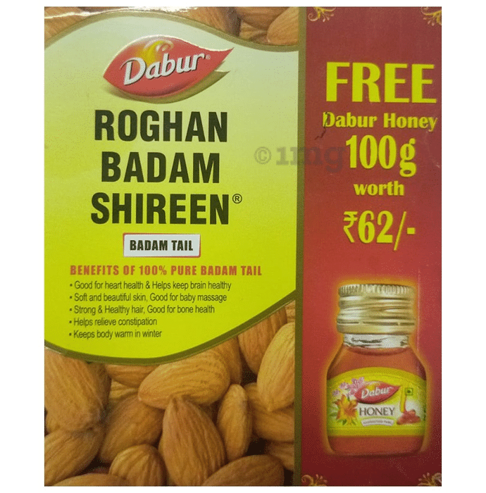 Dabur Roghan Badam Shireen Oil for Healthy Hair & Skin with Dabur Honey 100gm Free
