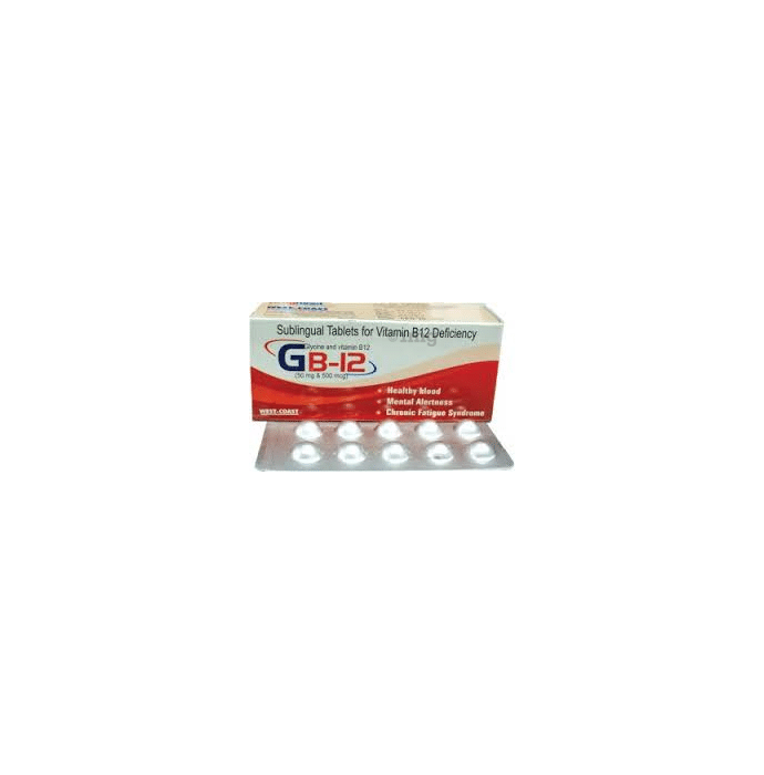 GB-12 Tablet for Vitamin B12 Deficiency, Antioxidant, production of DNA and RNA, Healthy Nerve Cells & Fatigu Tablet