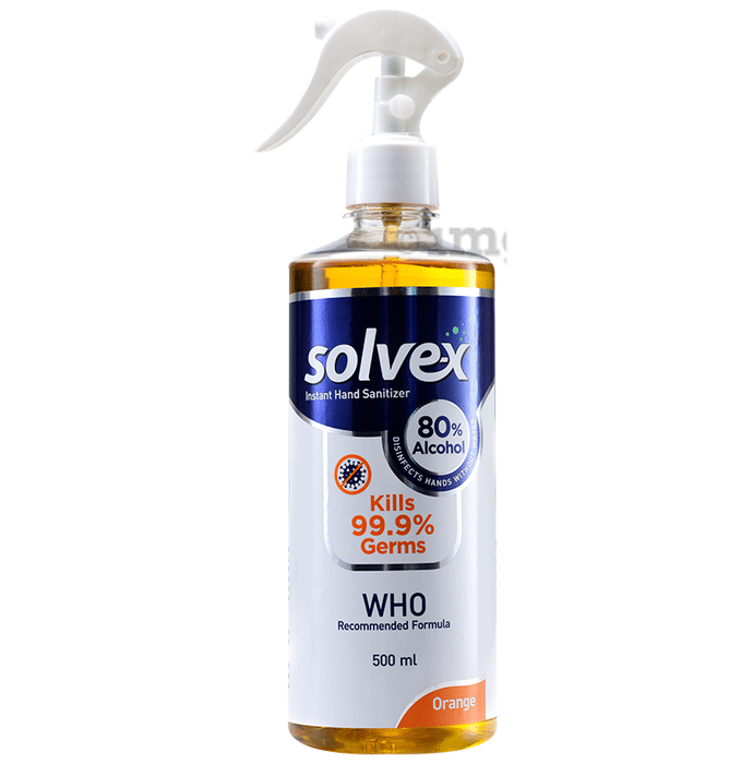 Solvex Instant Hand Sanitizer Spray 80% Alcohol (500ml Each) Orange