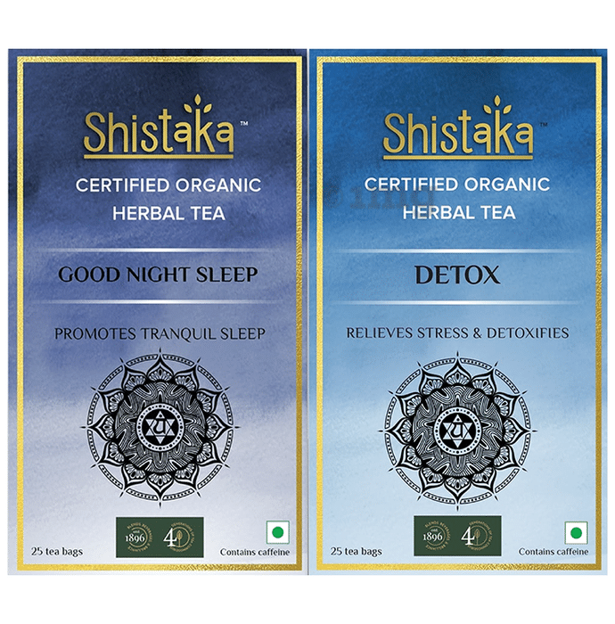 Shistaka Combo Pack of Certified Organic Herbal Tea (1.8gm Each) Good Night Sleep & Detox