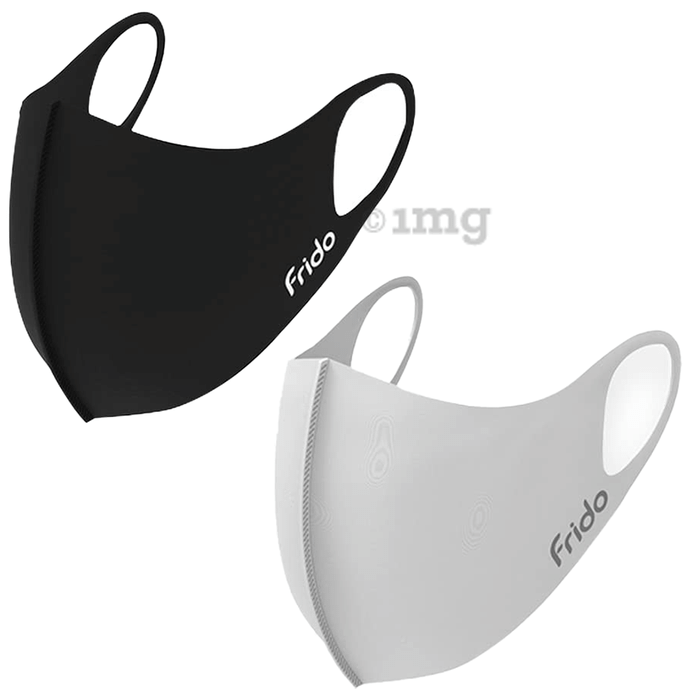 Frido Ultra Comfortable Silver+ Face Mask without Valve Black & Grey
