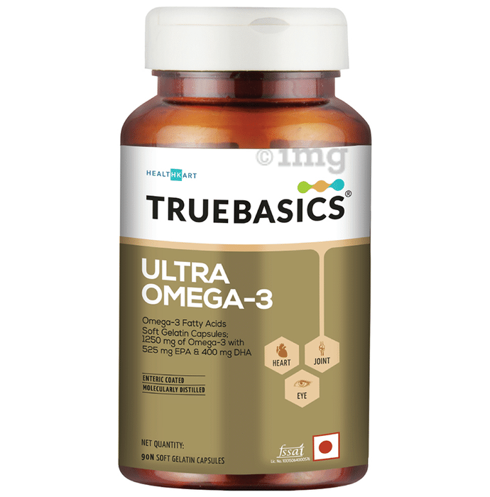 TrueBasics Ultra 1250mg Omega 3 with EPA & DHA for Heart, Joints & Eyes Health | Soft Gelatin Capsule