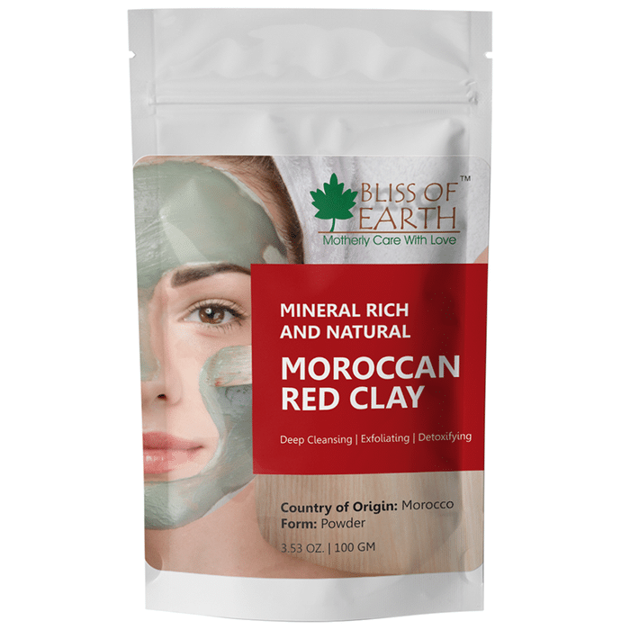 Bliss of Earth Mineral Rich and Natural Moroccan Red Clay Powder