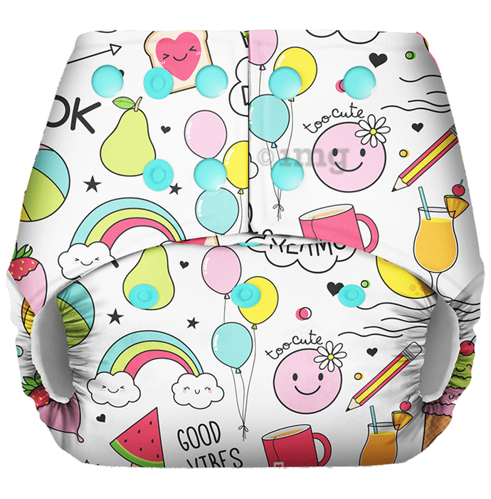 Basic Pocket Diaper with Dry Feel Pad Free Size Doodles
