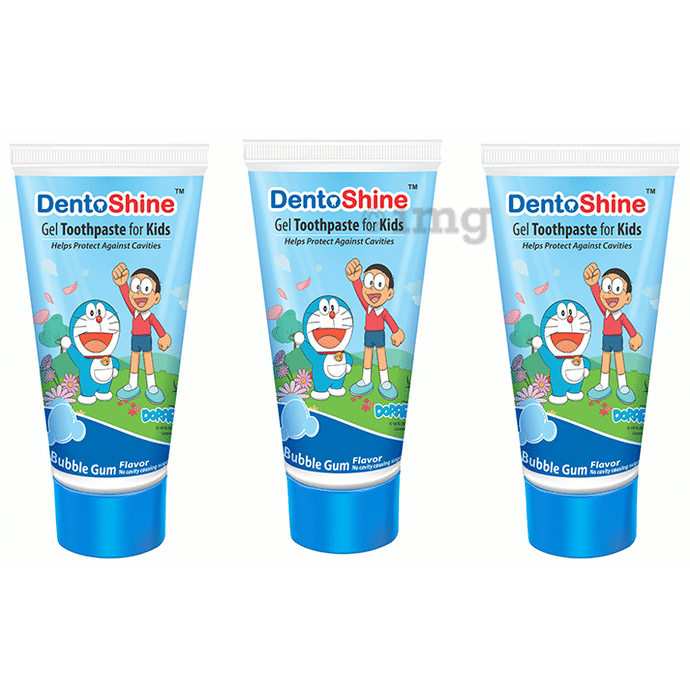 DentoShine Gel Toothpaste for Kids (80gm Each) Bubblegum Doraemon