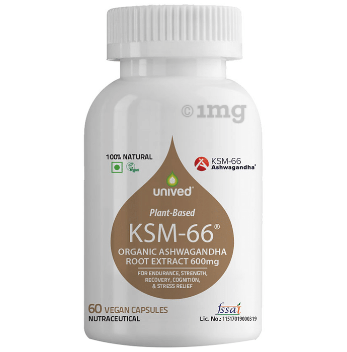 Unived KSM 66 Organic Ashwagandha Root Extract 600mg Vegan Capsule