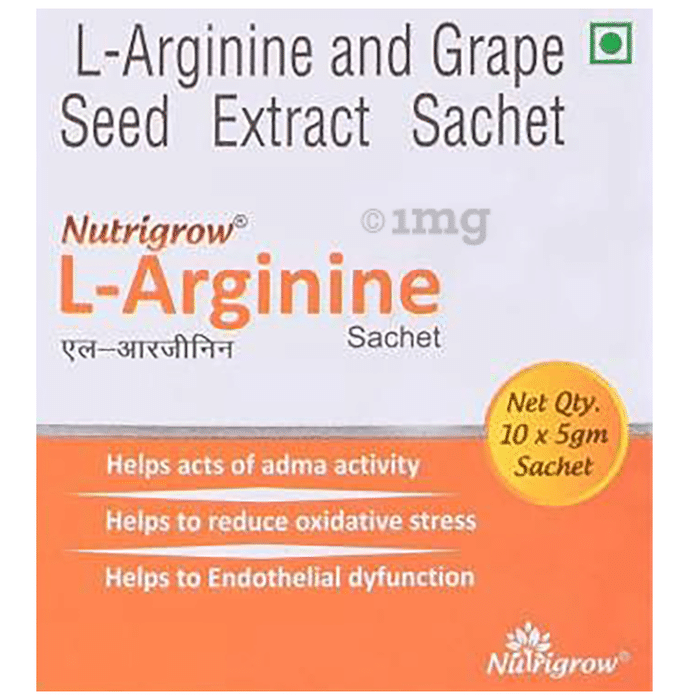 Nutrigrow L-Arginine with Grape Seed Extract for ADMA Activity | Flavour Orange