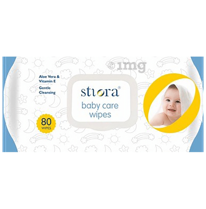 Stiora Baby Care Wipes with Aloevera and Vitamin E (80 Each)