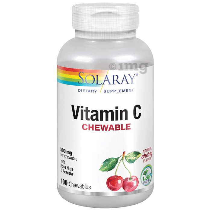 Solaray Vitamin C 500mg Chewable Tablet | Flavour Chewable Tablet Natural Cherry