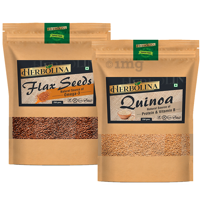Herbolina Combo Pack of Flax Seeds & Quinoa (250gm Each)