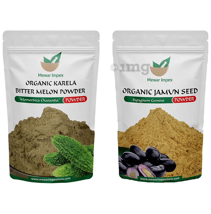 Mewar Impex Combo Pack of Organic Karela Bitter Melon Powder & Organic Jamun Seed Powder (100gm Each)