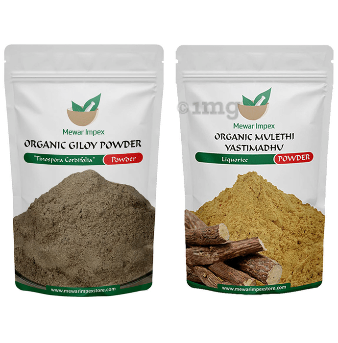 Mewar Impex Combo Pack of Organic Giloy Powder & Organic Mulethi Yastimadhu Powder (100gm Each)