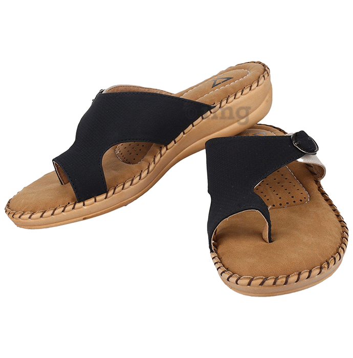 Trase Doctor Ortho Slippers for Women & Girls Light weight, Soft Footbed with Flip Flops 7 UK Cream & Black