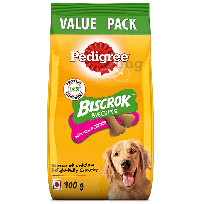 Pedigree Biscrok Protein & Calcium Biscuits for Dogs with Milk & Chicken