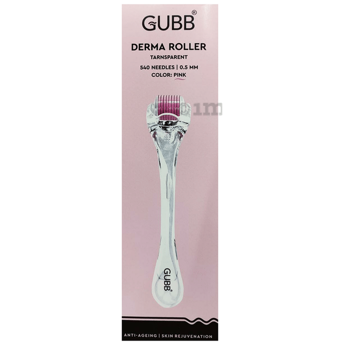 Gubb USA Derma Roller 0.5mm for Face Acne Scars, Skin Ageing & Hair Regrowth Transparent