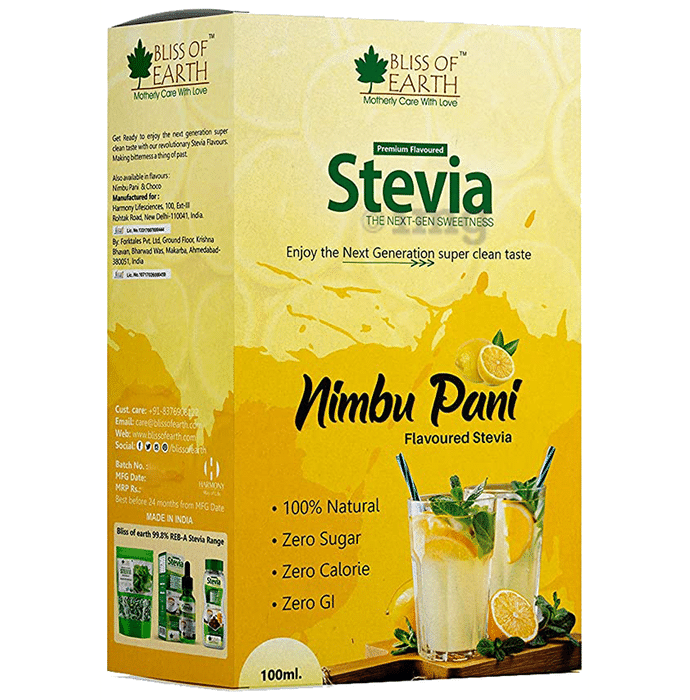 Bliss of Earth Premium Flavoured Stevia The Next-Gen Sweetness Liquid Nimbu Pani