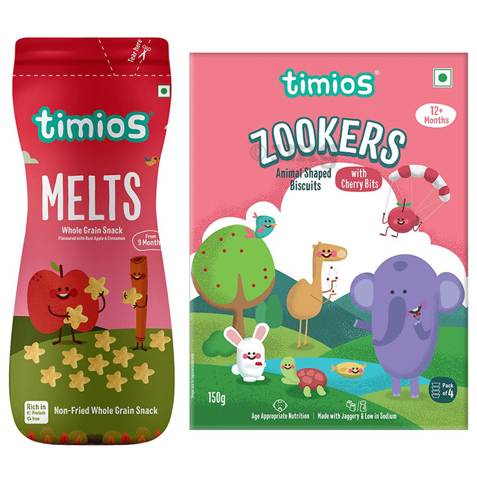 Timios Combo Pack of Melts Apple Cinnamon and Zookers Cherry Bits
