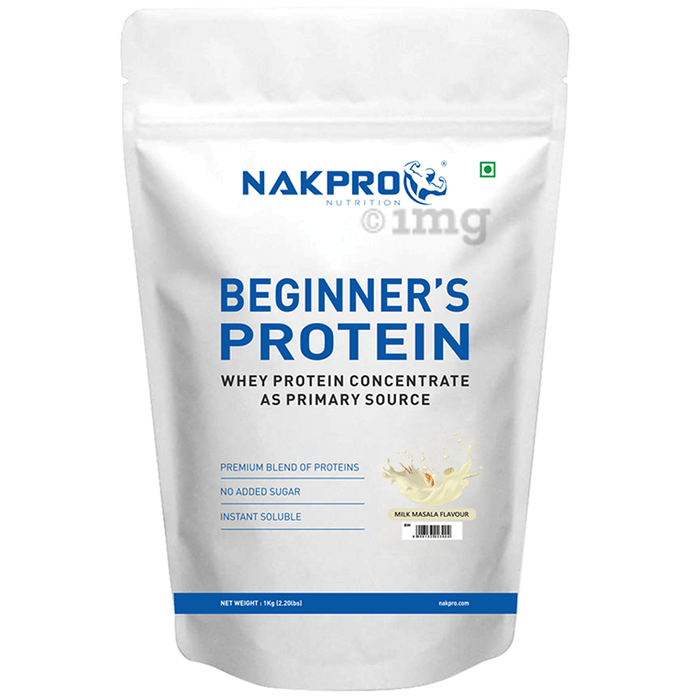 Nakpro Nutrition Beginner's Protein Whey Protein Concentrate (1kg Each) Milk Masala