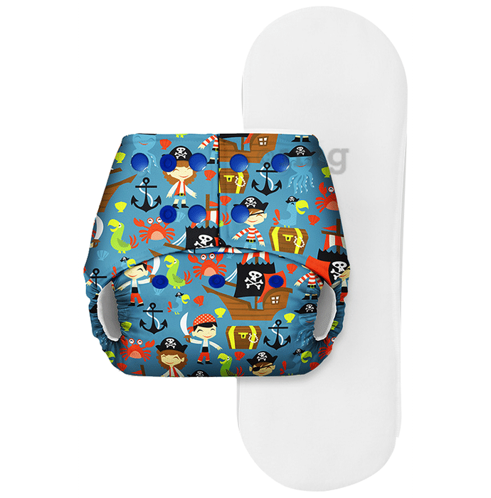 Basic Pocket Diaper with Dry Feel Pad Free Size Pirates