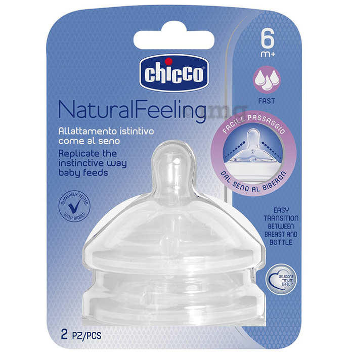 Chicco 2 Teat Natural feeling 6M+ F Fast