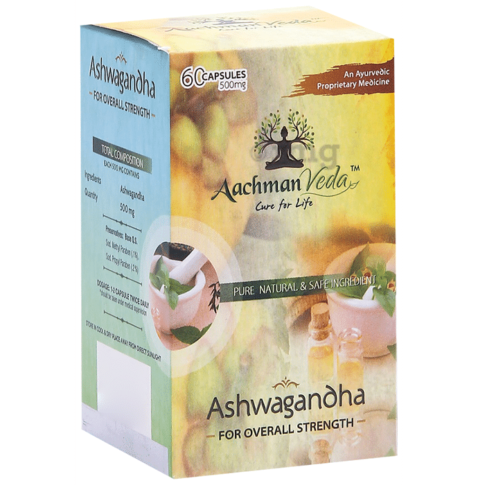 Aachman Veda Ashwagandha Capsule 500mg for Overall Strength (60 Each)