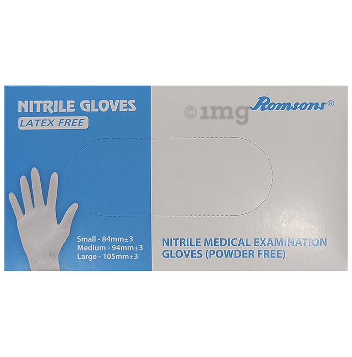 Romsons Nitrile Pair of Gloves Medium: Buy box of 100.0 Pair of Gloves ...