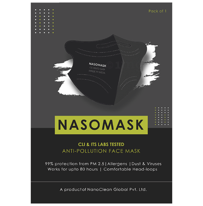 Nasomask N95 Anti-Pollution Face Mask with Headloop Black Normal Design