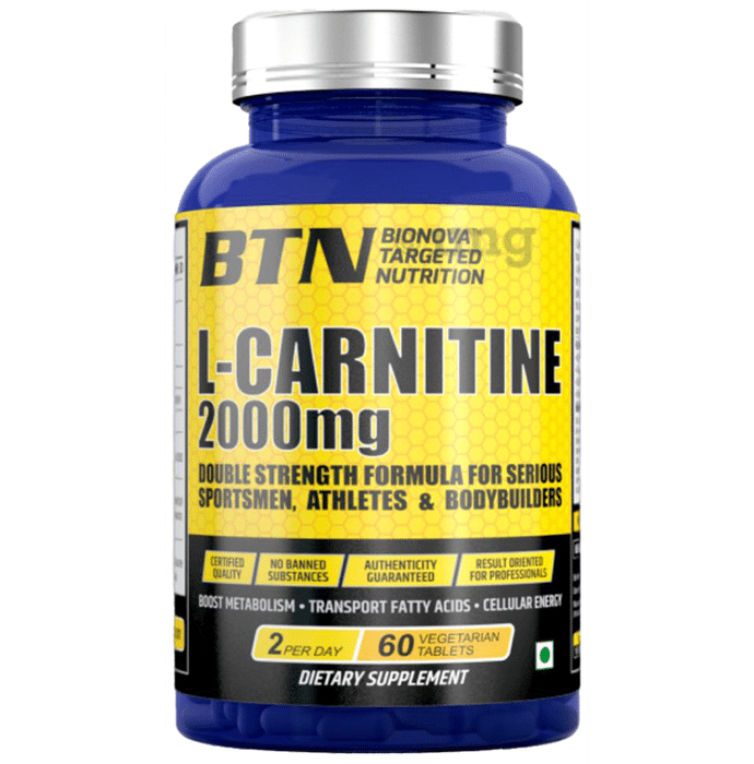 BTN L-Carnitine 2000mg Vegetarian Double Strength Formula for Sportsmen, Bodybuilders and Athletes Tablet