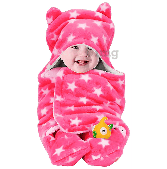 Oyo Baby 3 in 1 Blanket Wrapper-Sleeping Bag for New Born Babies Pink Star